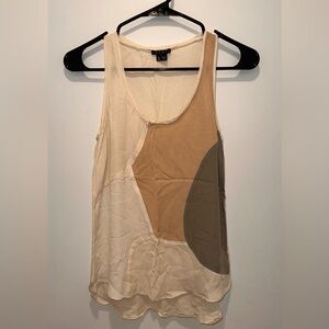 Theory Women's Silk Tank Top - Cream and Brown